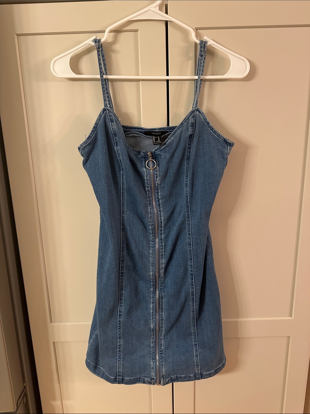 Forever 21 Blue Denim Zip-Front Dress